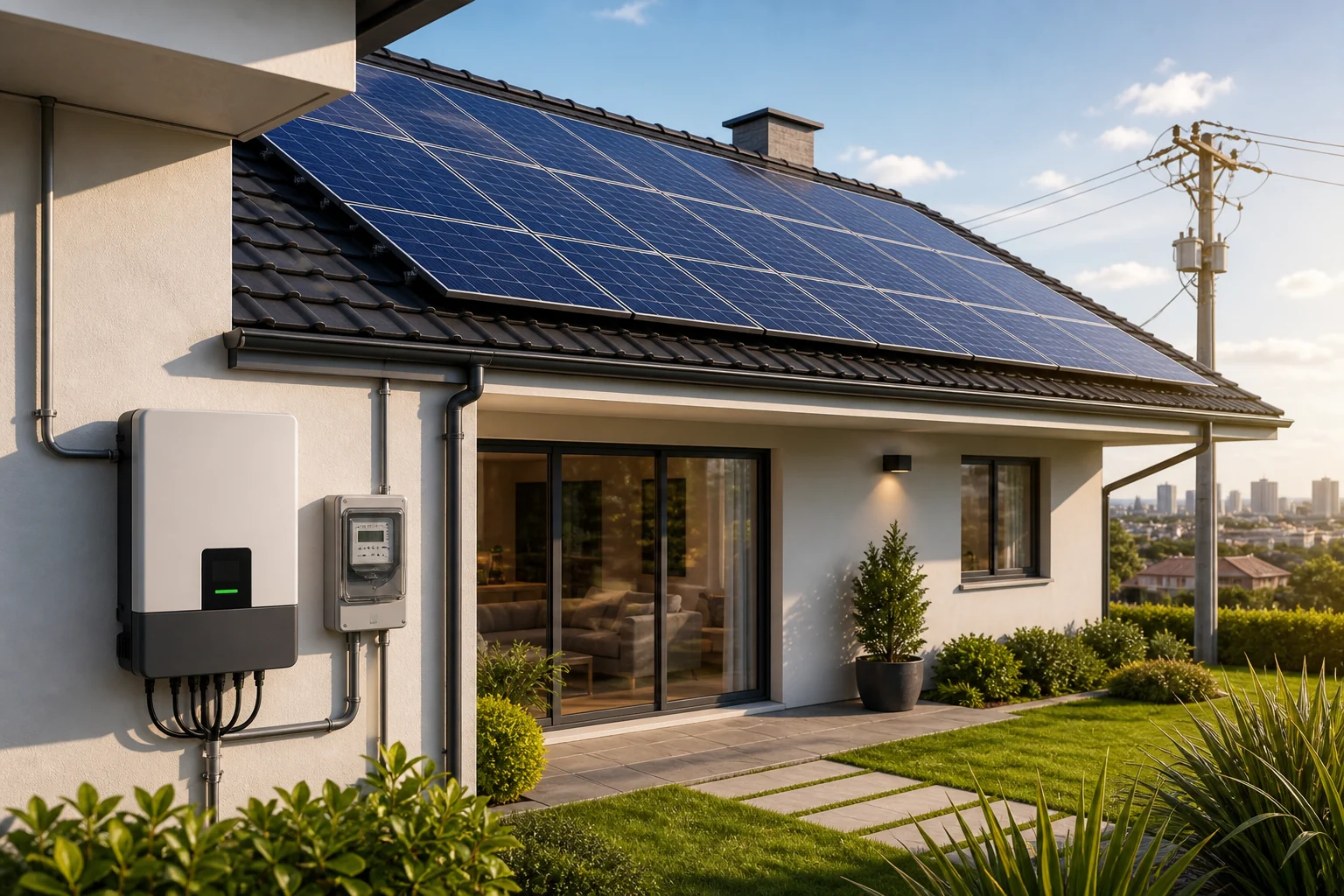 Sistema solar on-grid conectado &agrave; rede el&eacute;trica